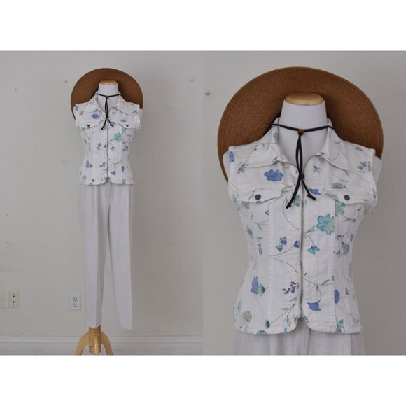 Vintage 90s NY Jeans Denim Cotton Vest | size M‎ - Picture 1 of 9